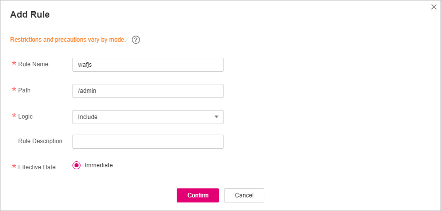 **Figure 7** Add Rule