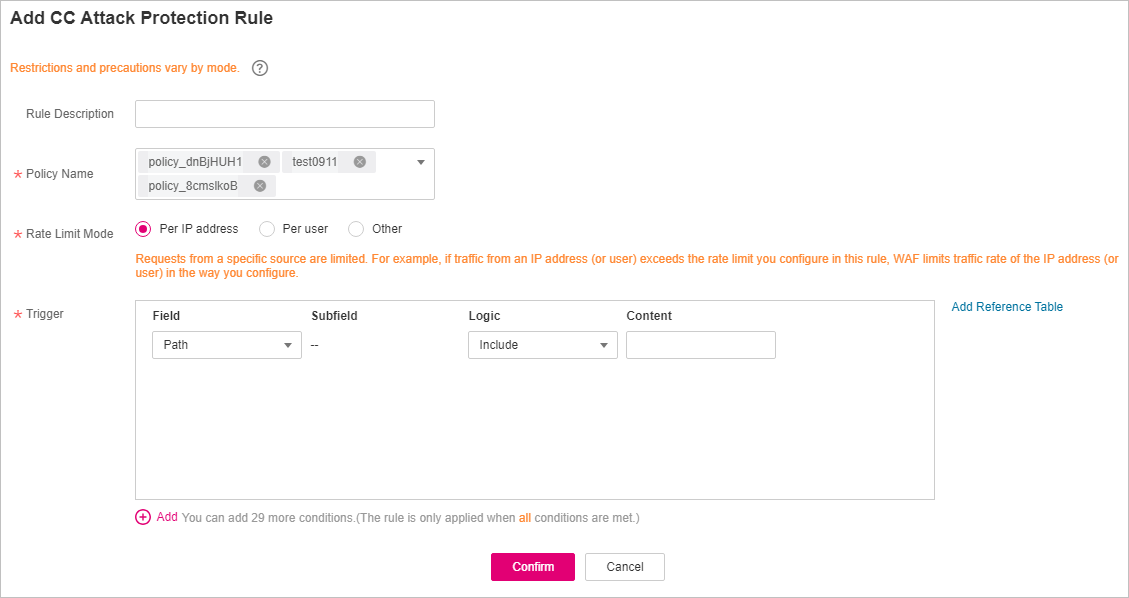 **Figure 3** Adding a rule to one or more policies