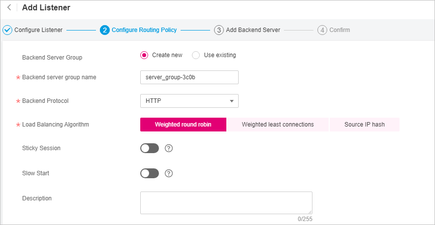 **Figure 2** Configuring a backend server group