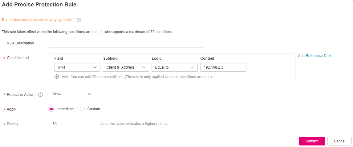 **Figure 9** Allowing the access of a specified IP address