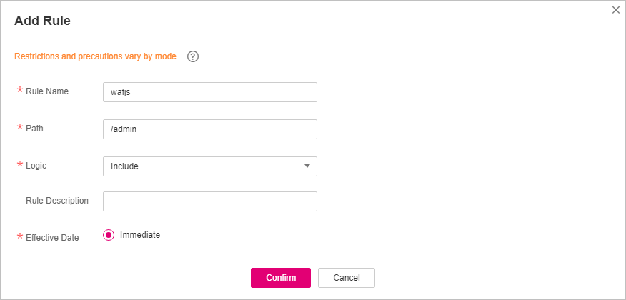 **Figure 6** Add Rule