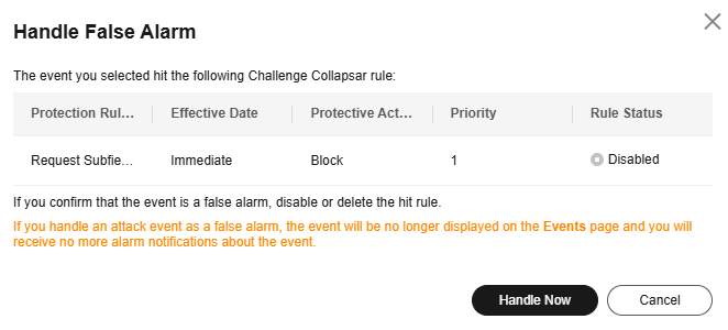 **Figure 2** Disabling or deleting a custom protection rule