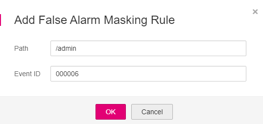 **Figure 5** Adding a false alarm masking rule