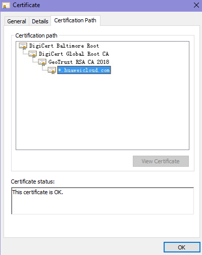 **Figure 2** Viewing the certificate chain